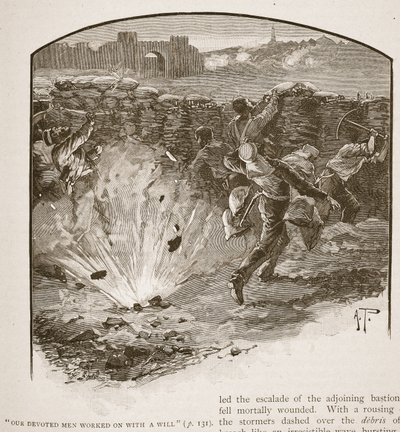 "Nossos dedicados homens trabalharam com um testamento", ilustração de "Batalhas do século XIX", de Archibald Forbes, GA Henty e Major Arthur Griffiths. de Alfred Pearse